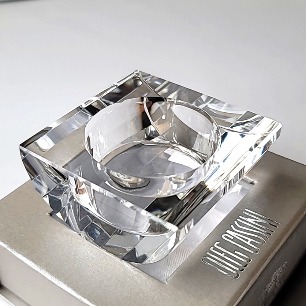NIB SIGNED OLEG CASSINI CRYSTAL MULTI FACETED SEDONA VOTIVE CANDLE HOLDE